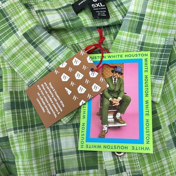 Houston White Kiwi Men's short sleeve button front shirt pockets NWT size 5X - Picture 5 of 7